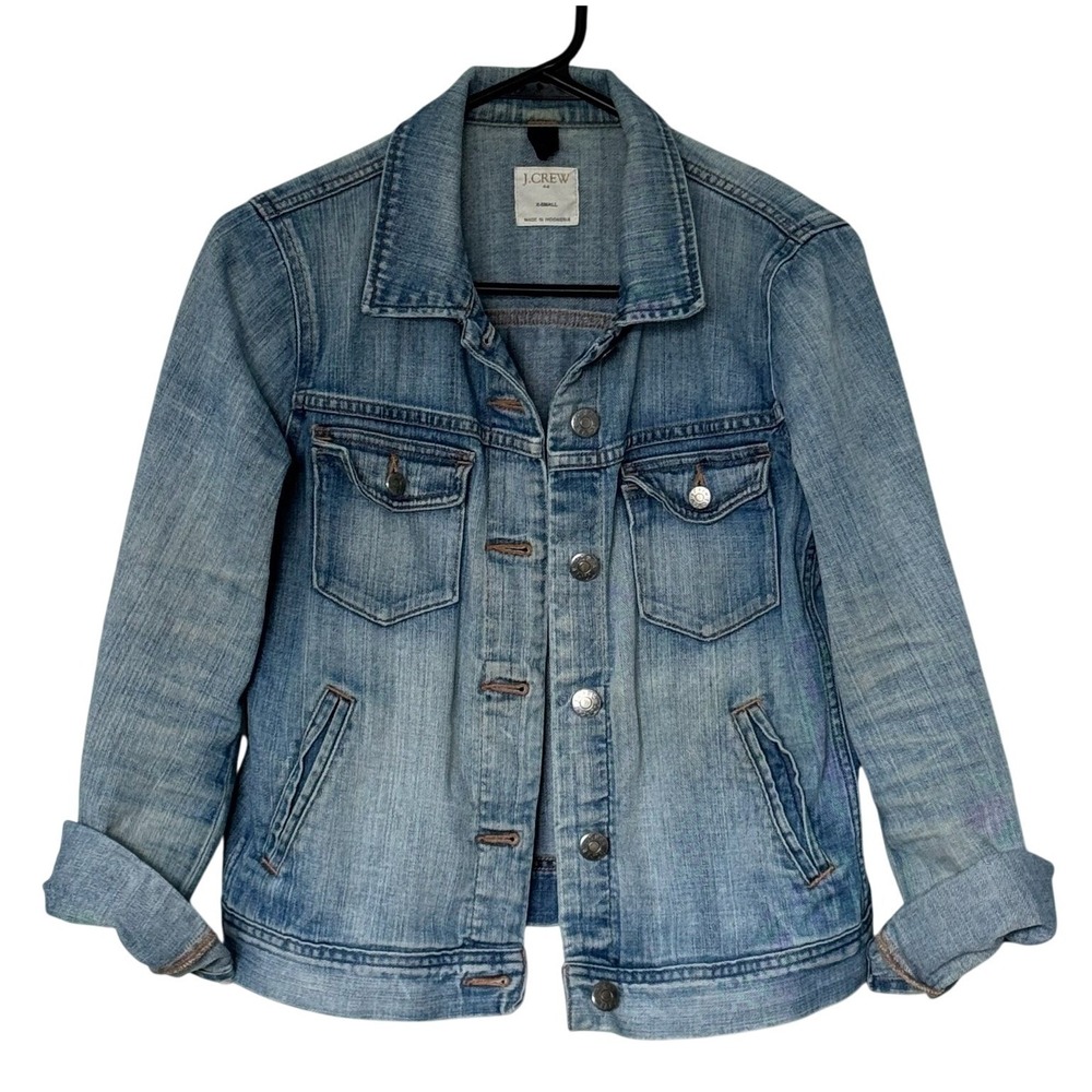 J. Crew Classic Vintage Style Blue Denim Button Up Trucker Jean Jacket Size XS